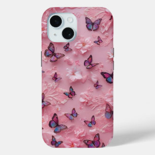 Dromerig Roze Vlinderpatroon iPhone Hoesje