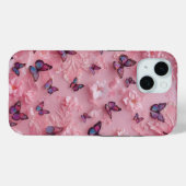 Dromerig Roze Vlinderpatroon iPhone Hoesje (Achterkant (horizontaal))