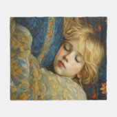 Dromerig slapend kind in bloemenquilt fleece deken (Voorkant (Horizontaal))