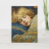 Dromerig slapend kind in bloemenquilt kaart (Voorkant)