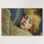 Dromerig slapend kind in bloemenquilt legpuzzel (Horizontaal)