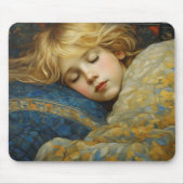 Dromerig slapend kind in bloemenquilt muismat (Voorkant)