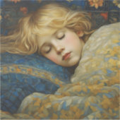 Dromerig slapend kind in bloemenquilt sticker (Voorkant)