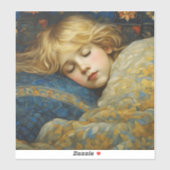 Dromerig slapend kind in bloemenquilt sticker (Vel)