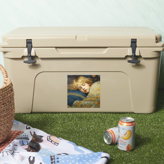 Dromerig slapend kind in bloemenquilt sticker (Koeler)