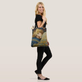 Dromerig slapend kind in bloemenquilt tote bag (Op model)