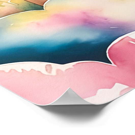 Dromerig sprookjeskasteel - Magische Waterverf Poster (Hoek)