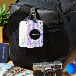 Dromerig Starburst Golven Patroon Gepersonaliseerd Bagagelabel