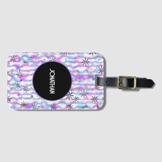 Dromerig Starburst Golven Patroon Gepersonaliseerd Bagagelabel (Voorkant (horizontaal))