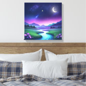 Dromerig Sterrenlicht Rivier Landschap Sereniteit Canvas Afdruk (Insitu (Slaapkamer))