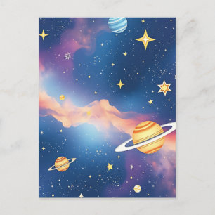 Dromerig sterrenstelsel planeten sterren patroon briefkaart