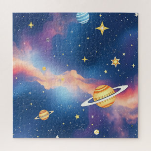 Dromerig sterrenstelsel planeten sterren patroon legpuzzel