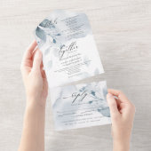 Dromerig Stof Blauw Loof alles in één uitnodiging (Afscheurbaar)