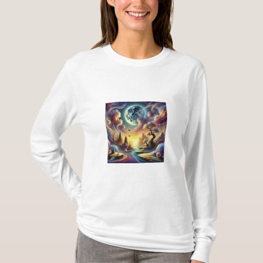 Dromerig surrealistisch landschap t-shirt (Voorkant)