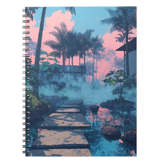 Dromerig Tropisch Pad Sunset Art Notitieboek (Voorkant)