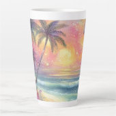 Dromerig tropisch strandgezicht latte mok (Voorkant)