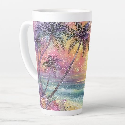 Dromerig tropisch strandgezicht latte mok