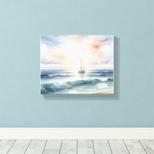 Dromerig water kleur effect Uitgerekt Canvas Print (Insitu (Houten vloer))