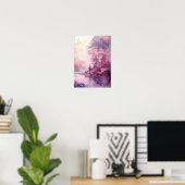 Dromerig waterverf bos in roze tinten poster (Thuiskantoor)