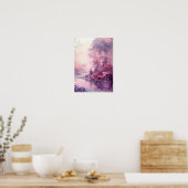 Dromerig waterverf bos in roze tinten poster (Keuken)