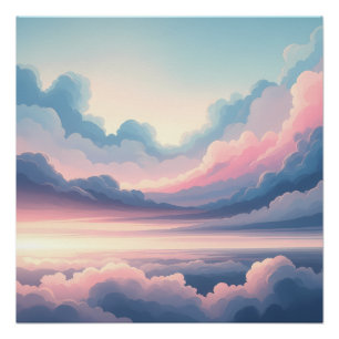 Dromerig wolkenlandschap horizon Zachte roze en Perfect Poster