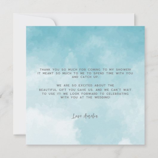 Dromerig Zij is in de zevende hemel Elegante Bruid Bedankkaart (Achterkant)