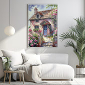 Dromerig zomerdorp met Rozen Poster