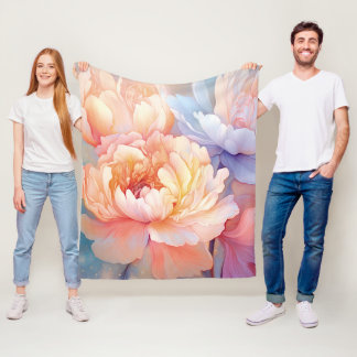 Dromerige 3D-bloemen in zachte etherische kleuren Fleece Deken