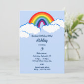 Dromerige 3e verjaardag Regenboog Feest Uitnodigin Kaart (Staand voorkant)