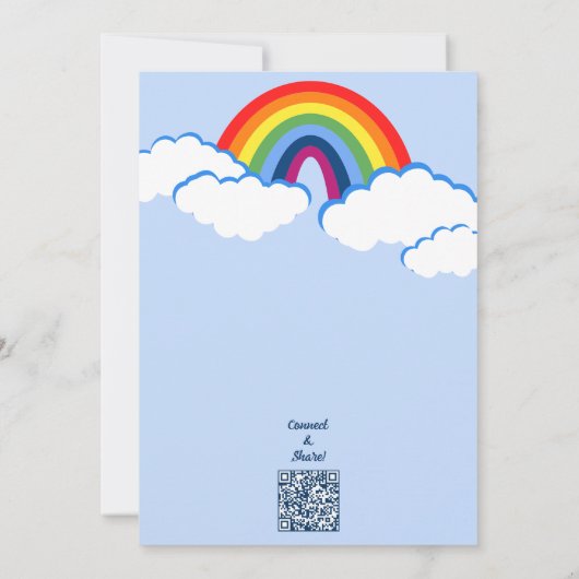 Dromerige 3e verjaardag Regenboog Feest Uitnodigin Kaart (Achterkant)