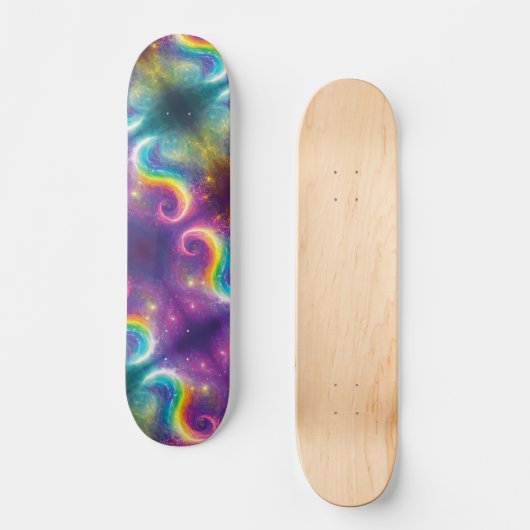 Dromerige Abstracte Liquid Rainbow Swirls Cosmos S Persoonlijk Skateboard (Voorkant)
