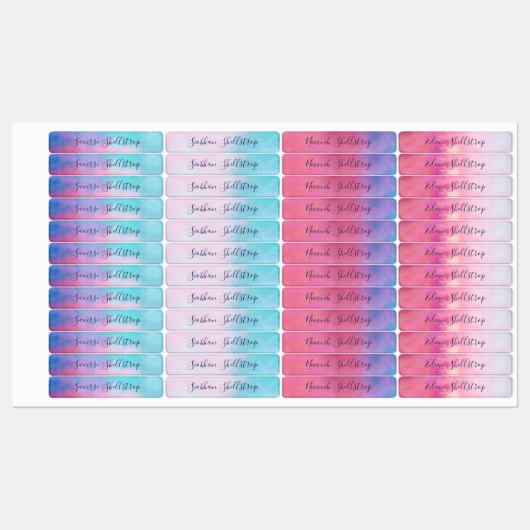 Dromerige Abstracte pastelnaam in kalligrafie Labels (Vel)