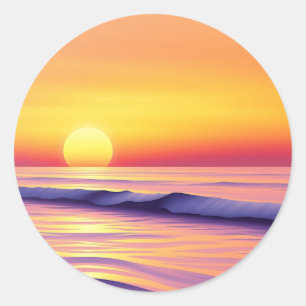 Dromerige Abstracte zonsondergang over een rustige Ronde Sticker