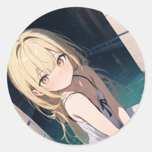 Dromerige anime illustratie ronde sticker