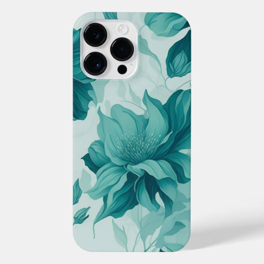 Dromerige aquarel bloempatroon Blauwgroen - Elegan iPhone Hoesje (Achterkant)