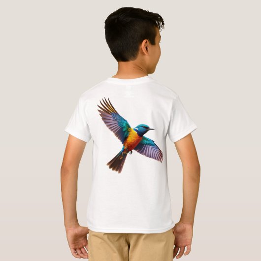 Dromerige aquarel vogel T-shirt (Achterkant volledig)