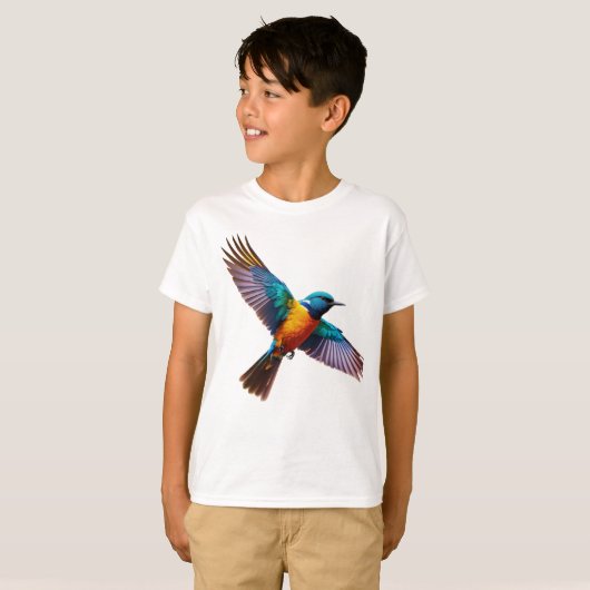 Dromerige aquarel vogel T-shirt (Voorkant volledig)