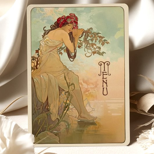 Dromerige Art Nouveau Wedding Menu Kaart