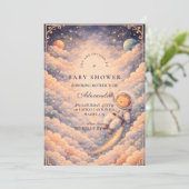 Dromerige astronaut wolkenlandschap babyshower kaart (Staand voorkant)