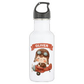 Dromerige Baby Aviator in rode tweedekker Waterfles (Voorkant)