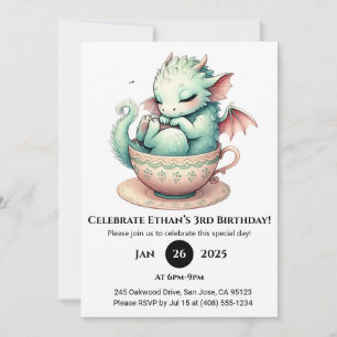 Dromerige Baby Dragon in  Teacup Verjaardag Kaart
