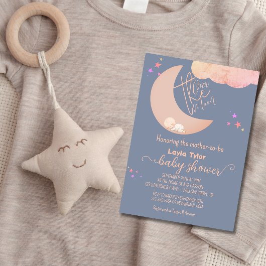 Dromerige Baby over de maan Baby shower Kaart