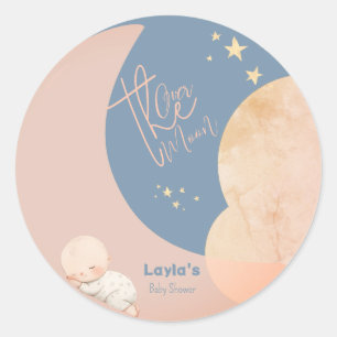 Dromerige Baby over de maan Baby shower Ronde Sticker
