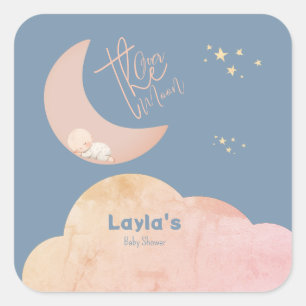 Dromerige Baby over de maan Baby shower Sticker