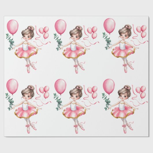 Dromerige ballerina in een verjaardagsfeestje cadeaupapier (Vlak)