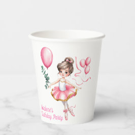 Dromerige ballerina in een verjaardagsfeestje papieren bekers