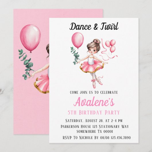 Dromerige ballerina in vlucht: dans en draai verja kaart (Voorkant / Achterkant)