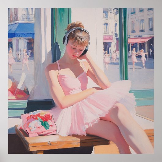 Dromerige ballerina momenten: zachte pastelballet poster (Voorkant)