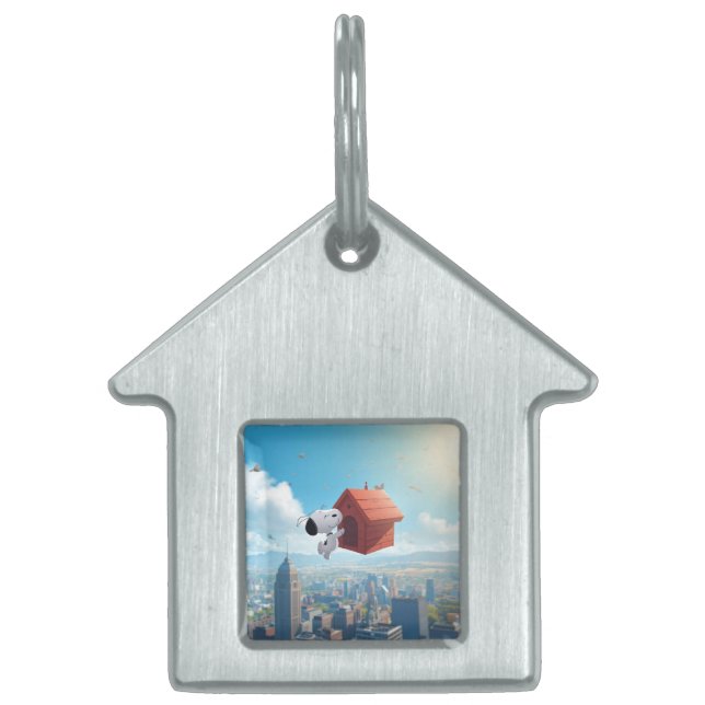 Dromerige Beagle Drijvende Stad Stripverhaal Illus Huisdieren Naamplaatje (Voorkant)