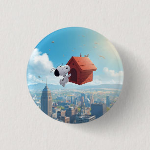 Dromerige Beagle Drijvende Stad Stripverhaal Illus Ronde Button 3,2 Cm